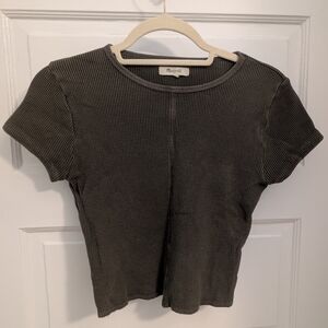 Madewell Green Waffle Short Sleeve Top